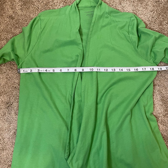 Charter Club Open Front Cardigan Green Women's Size M 3/4 sleeves cotton modal - Picture 5 of 8